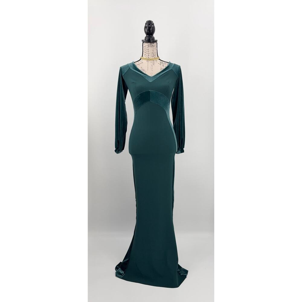 B51 CHIARA BONI Marlo Trumpet Long Maxi Gown 2 Off Shoulder Evening‎ Long Sleeve